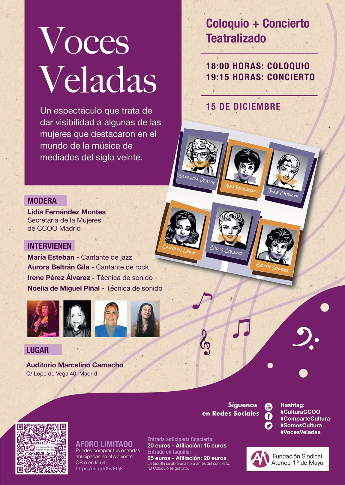 Concierto Voces Veladas en Auditorio Marcelino Camacho